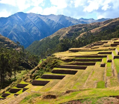 Sacred Valley of Peru with terraced hills, traditional villages, and Andean mountains